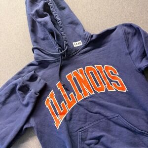 Gildan Ultra Blend Illinois Fighting Illini Hoodie Mens Small Navy Blue Orange